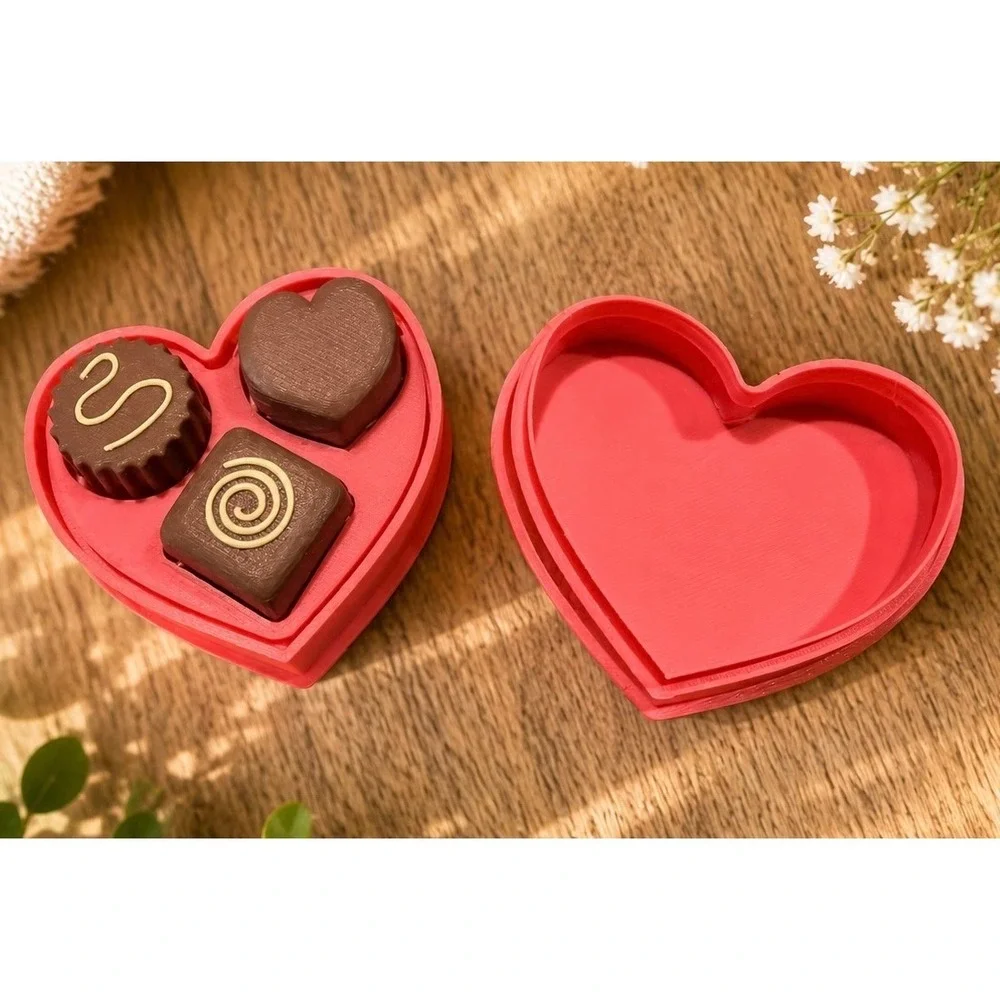 3D Heart Chocolate Box Unisex OS Pink‎ New 3D Printed Valentine Gift Decor
